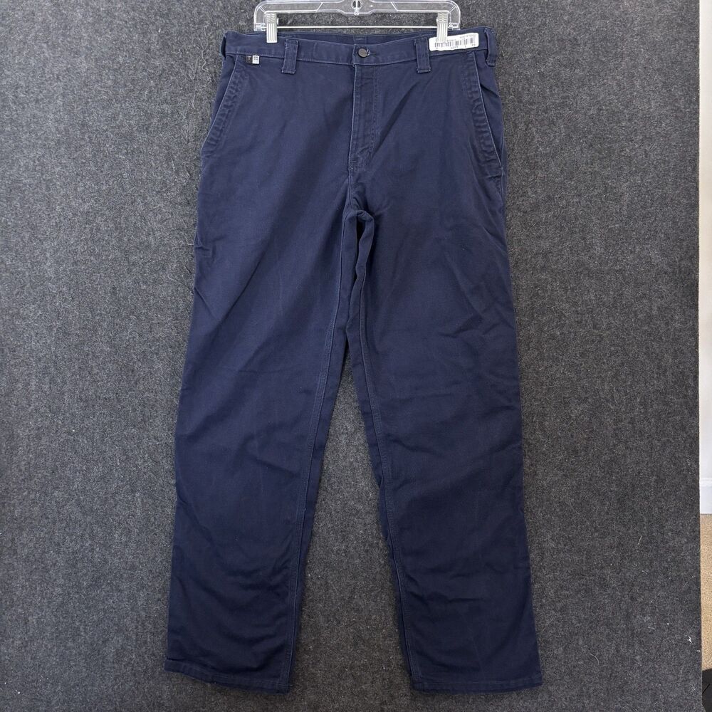 Carhartt FR Pants Men's 34x34 Navy Canvas Flame Resistant Chino Work Utility